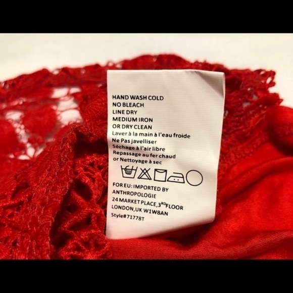 Anthropology Tiny Red Lace Sleeveless Tops - Picture 5 of 10